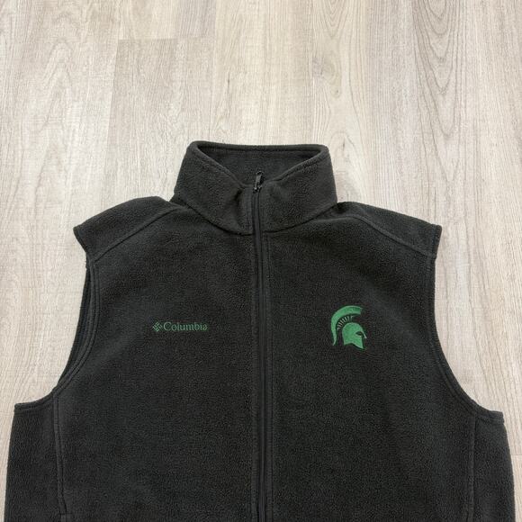 Columbia Michigan State Spartans Fleece Vest Men's Extra Large XL Black MSU - Picture 2 of 7